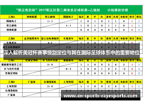 深入解析美冠杯赛事级别定位与其在国际足球体系中的重要地位